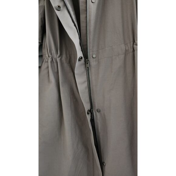 Eileen Fisher Grey Hooded Organic Cotton Recycled Nylon Drawcord Coat Sz Small - Picture 6 of 8